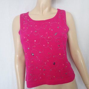 LIZ CLAIBORNE Purple Beaded/Embroidered Cami Sz M